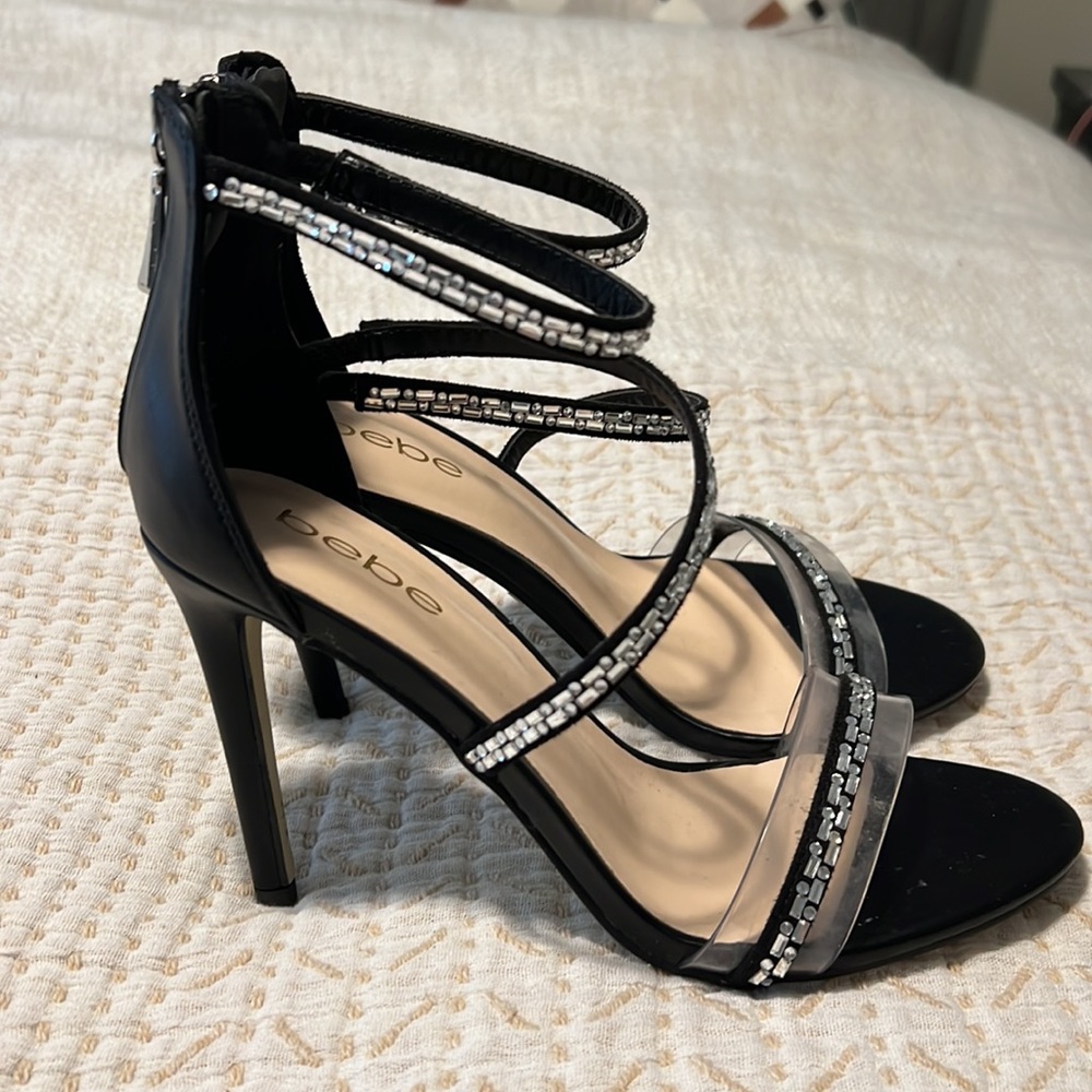 Bebe - black and crystal dress shoes / heels (women’s 8)
